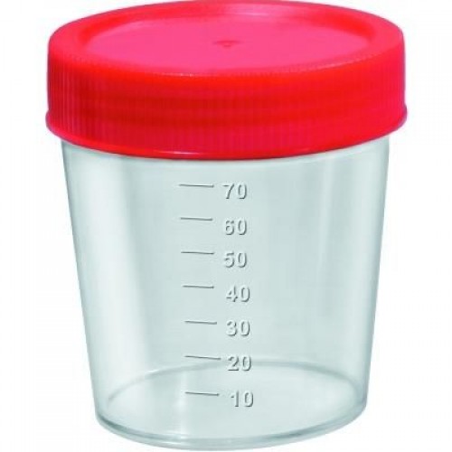 Coletor Universal de 80 ml com pá transparente tampa vermelha unidade