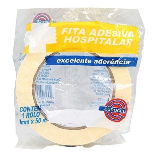 Fita Adesiva Crepe Hospitalar 16X50 rolo Eurocel