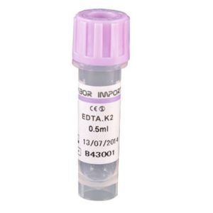 Minitubo coleta com aditivo (ROXO EDTA.K2 0,5 ML - Plástico) - caixa com 50 und LABOR IMPORT