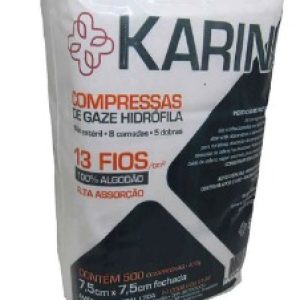 Compressa de Gaze 7,5 x 7,5 13 Fios NÃO ESTÉRIL Pacote com 500 KARINA