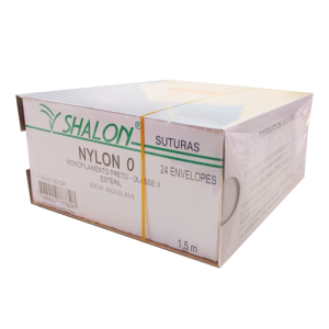 Fio de Sutura Nylon Preto 0 sem agulha caixa com 24 und