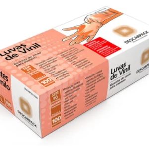 Luva de Vinil SEM Pó tamanho M caixa com 100 und Descarpack