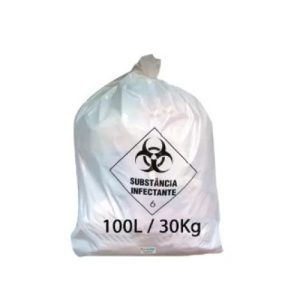 Saco de Lixo Infectante 100 Litros Branco Hospitalar com 100 unidades.