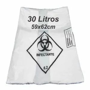 Saco de Lixo Infectante 30 Litros Branco Hospitalar com 100 unidades